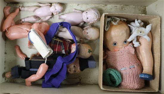 A quantity of mixed celluloid and other 1920s and 30s dolls
